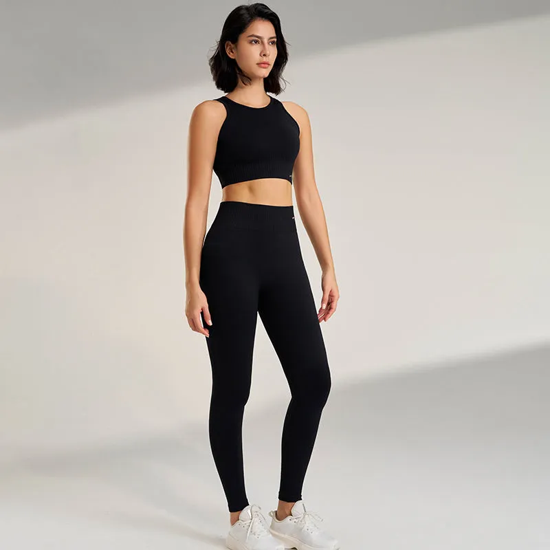 Premium Yoga Clothing Set – Women's High Waisted Leggings & Seamless Top – Comfortable Fitness & Exercise Wear – Ideal for Workout, Pilates, and Yoga – Breathable and Supportive