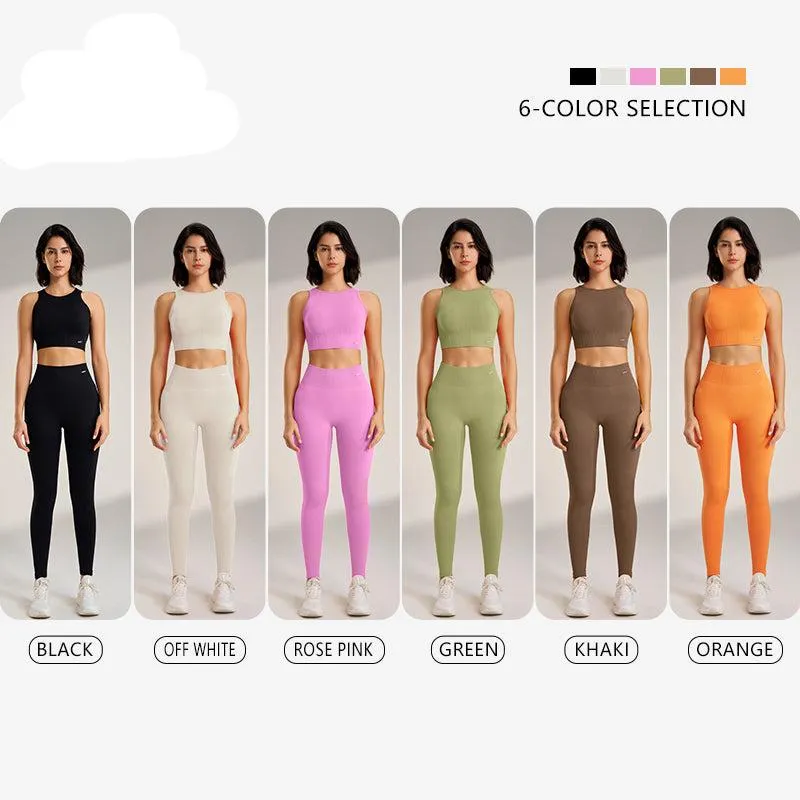 Premium Yoga Clothing Set – Women's High Waisted Leggings & Seamless Top – Comfortable Fitness & Exercise Wear – Ideal for Workout, Pilates, and Yoga – Breathable and Supportive