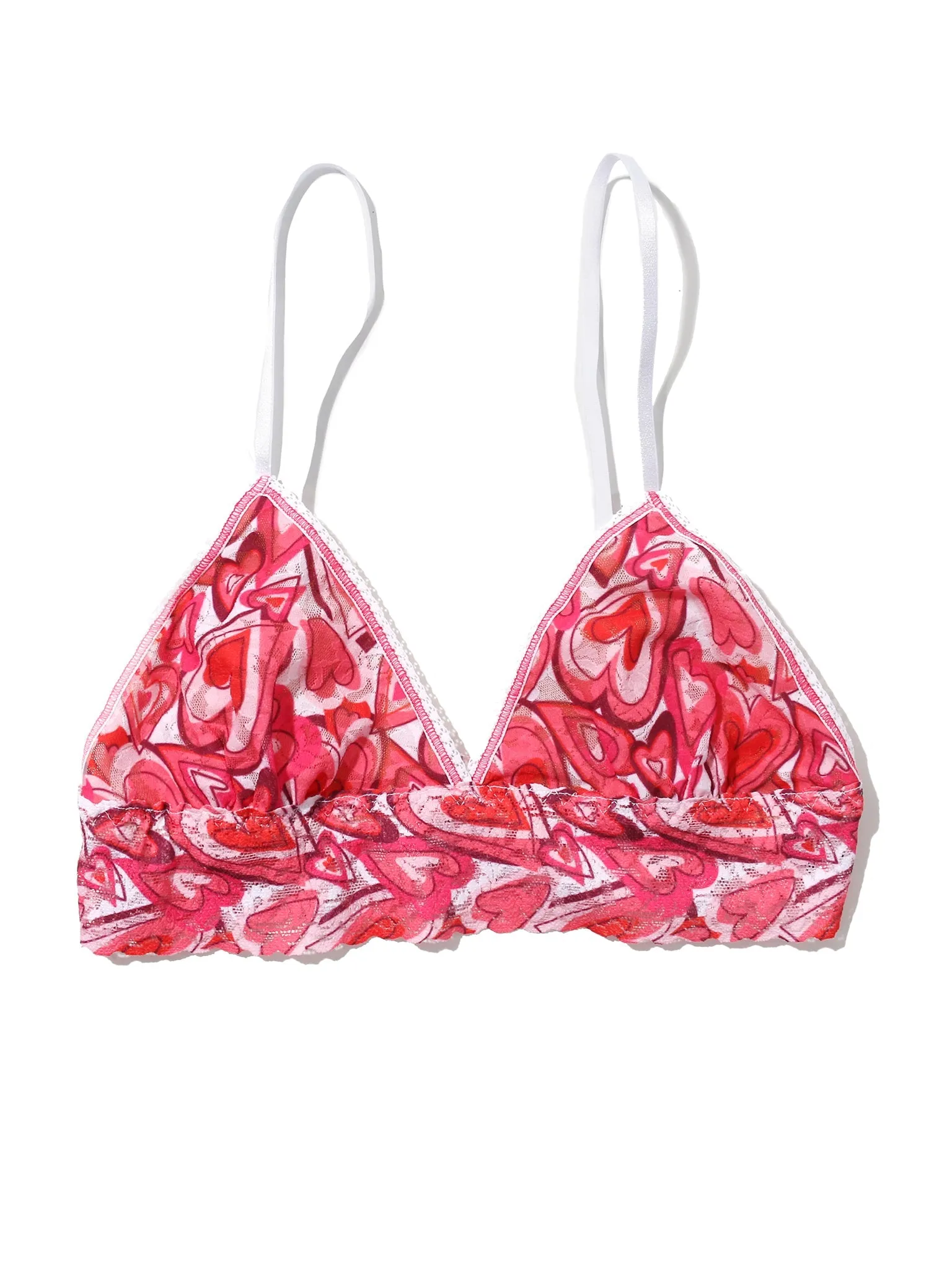 Printed Signature Lace Padded Triangle Bralette Lots Of Love Sale