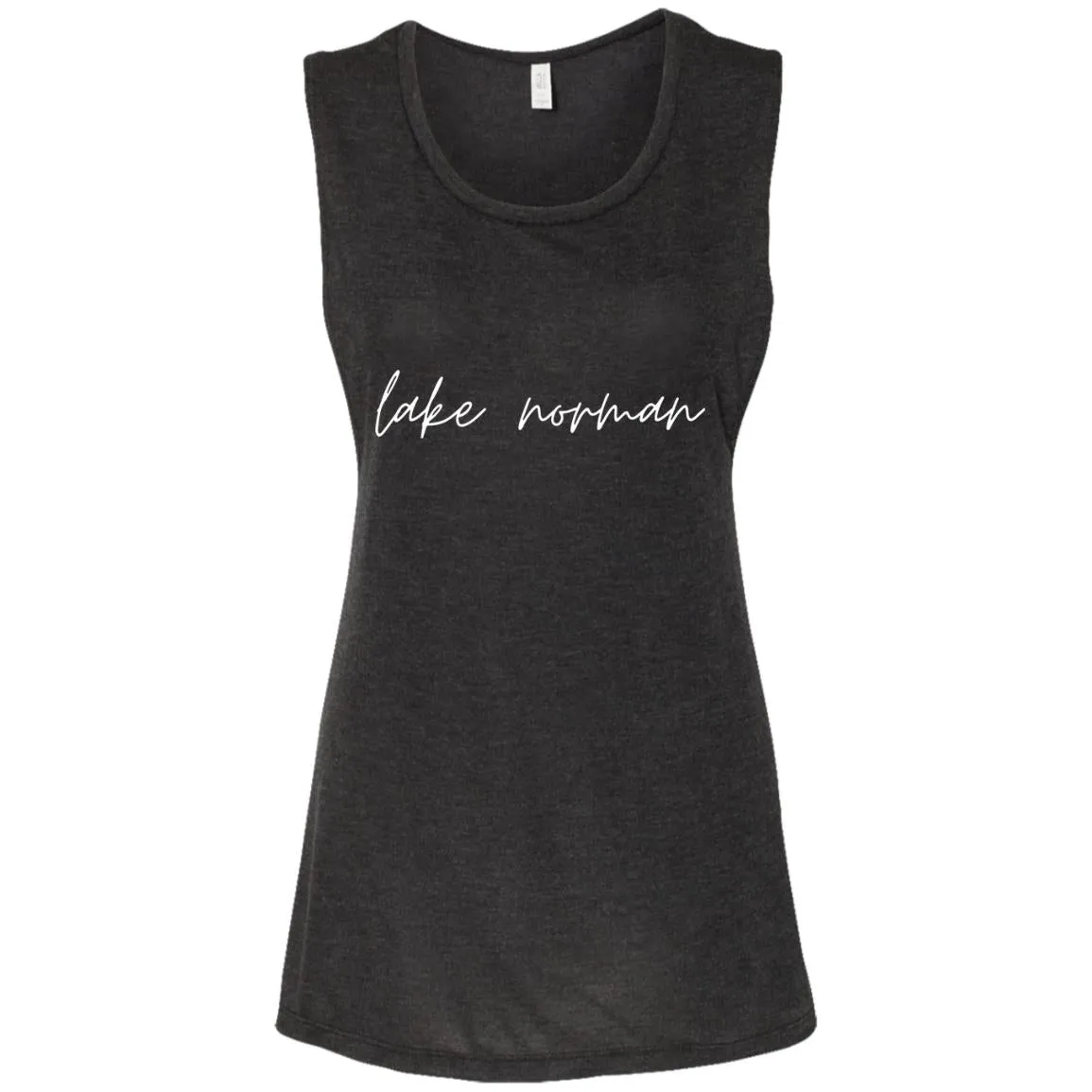 "Lake Norman- WHITE" Ladies' Flowy Muscle Tank