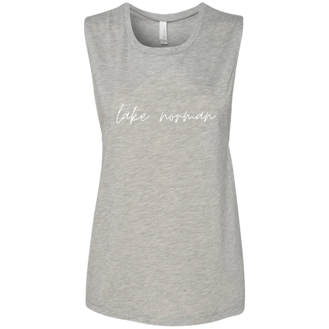 "Lake Norman- WHITE" Ladies' Flowy Muscle Tank