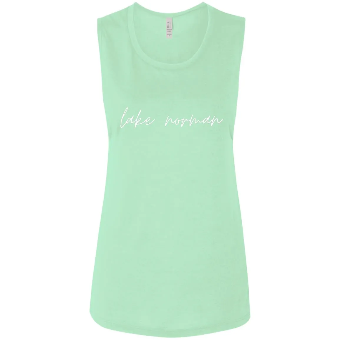 "Lake Norman- WHITE" Ladies' Flowy Muscle Tank