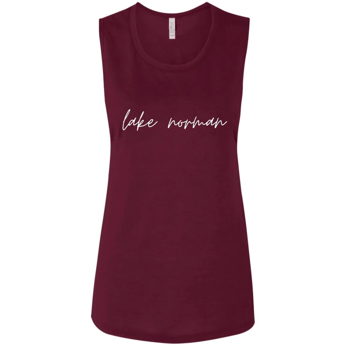 "Lake Norman- WHITE" Ladies' Flowy Muscle Tank