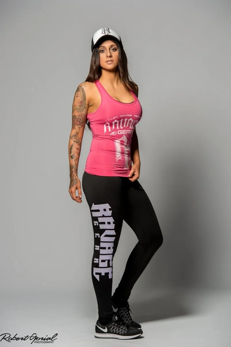 Racer back tank top Pink/White logo