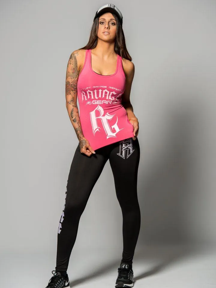 Racer back tank top Pink/White logo