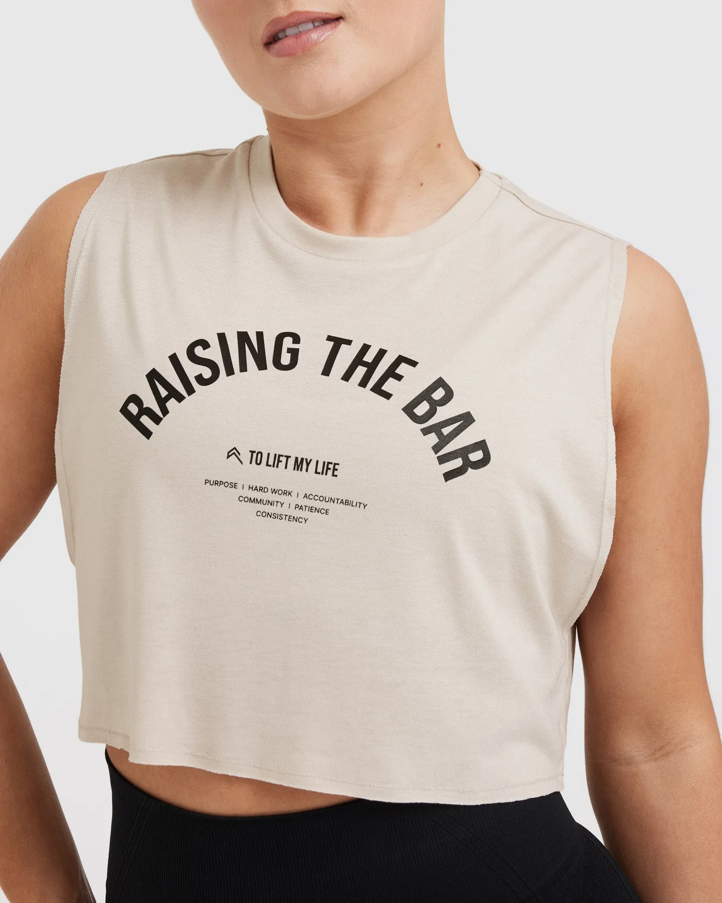 Raising The Bar Graphic Muscle Crop Vest | Sand