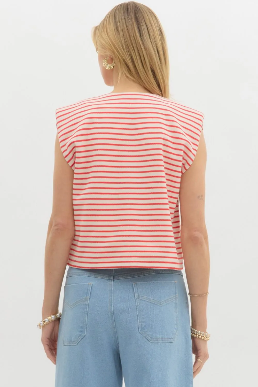 Red Stripe Sleeveless Top