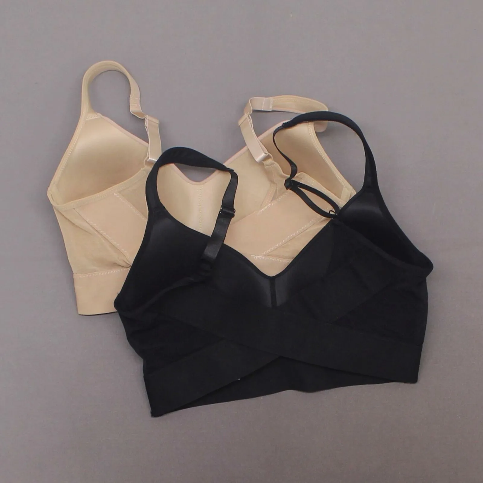 Rhonda Shear 2 Pack Mesh Back Detail Molded Cup Bras Dark Nude/ Black Small