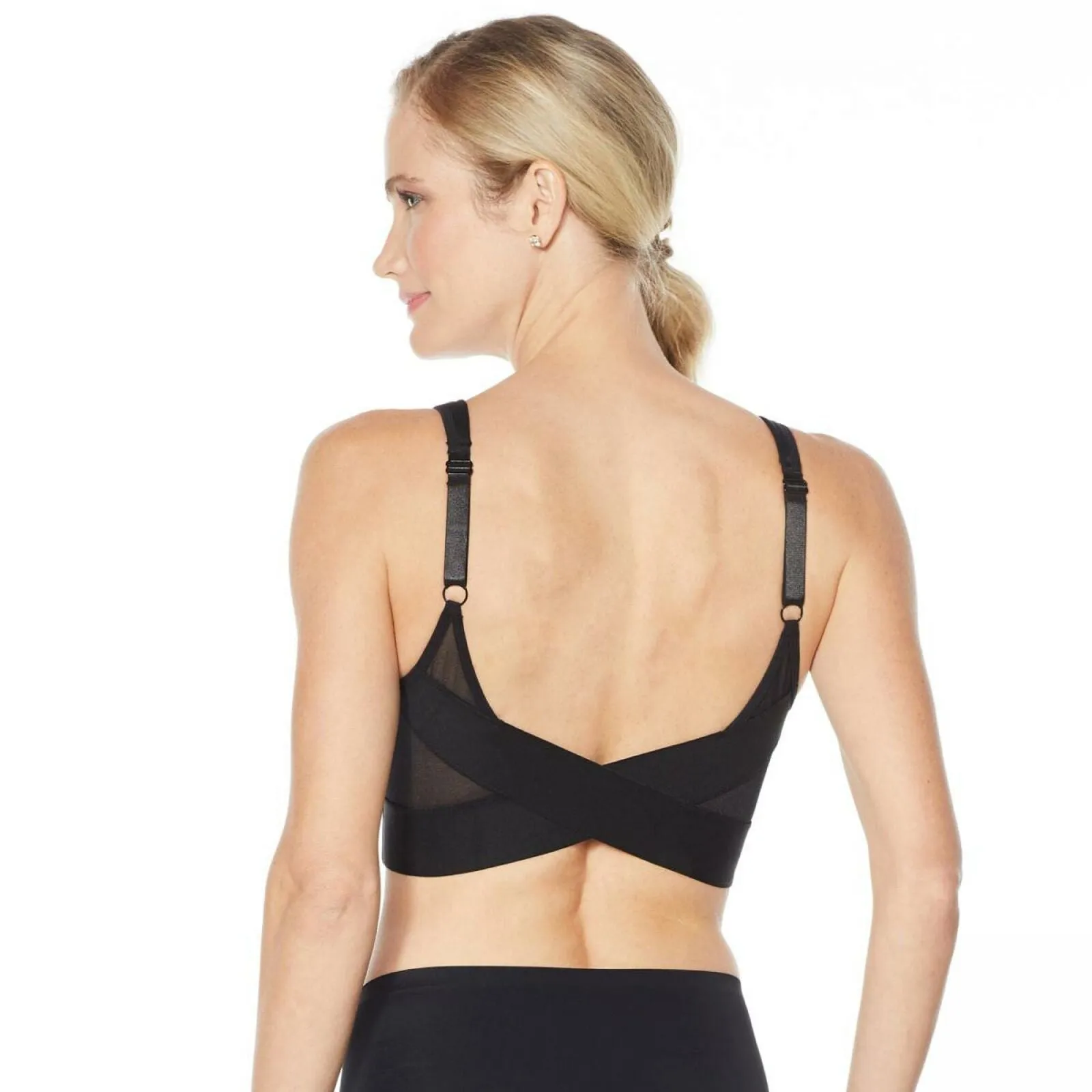 Rhonda Shear 2 Pack Mesh Back Detail Molded Cup Bras Nude/ Black Large