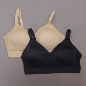 Rhonda Shear 2 Pack Mesh Back Detail Molded Cup Bras Nude/ Black Plus 2X