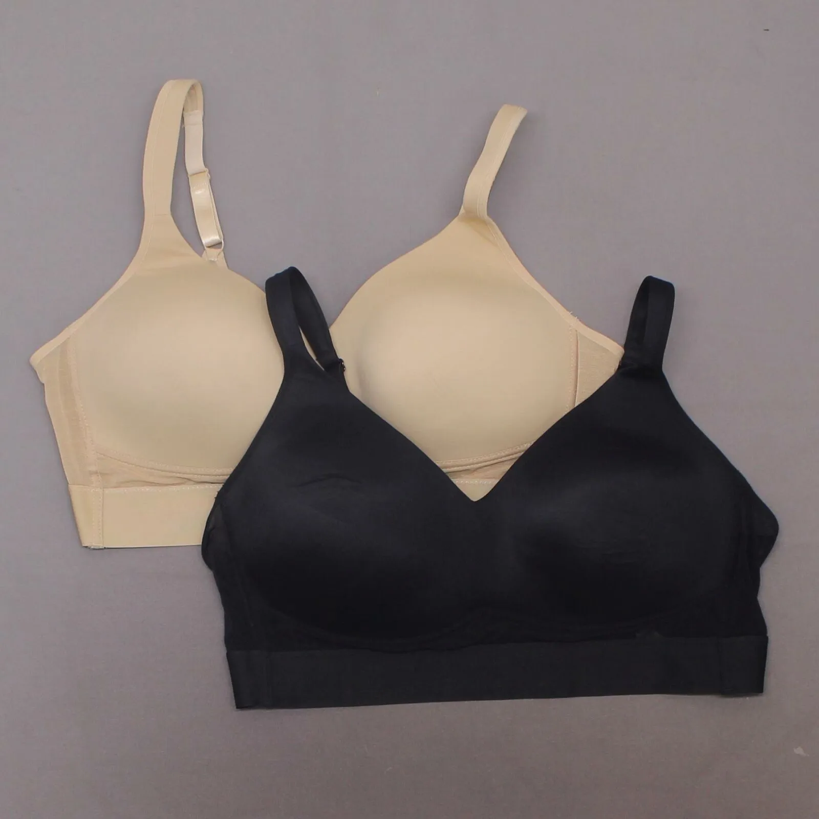 Rhonda Shear 2 Pack Mesh Back Detail Molded Cup Bras Nude/ Black Plus 2X