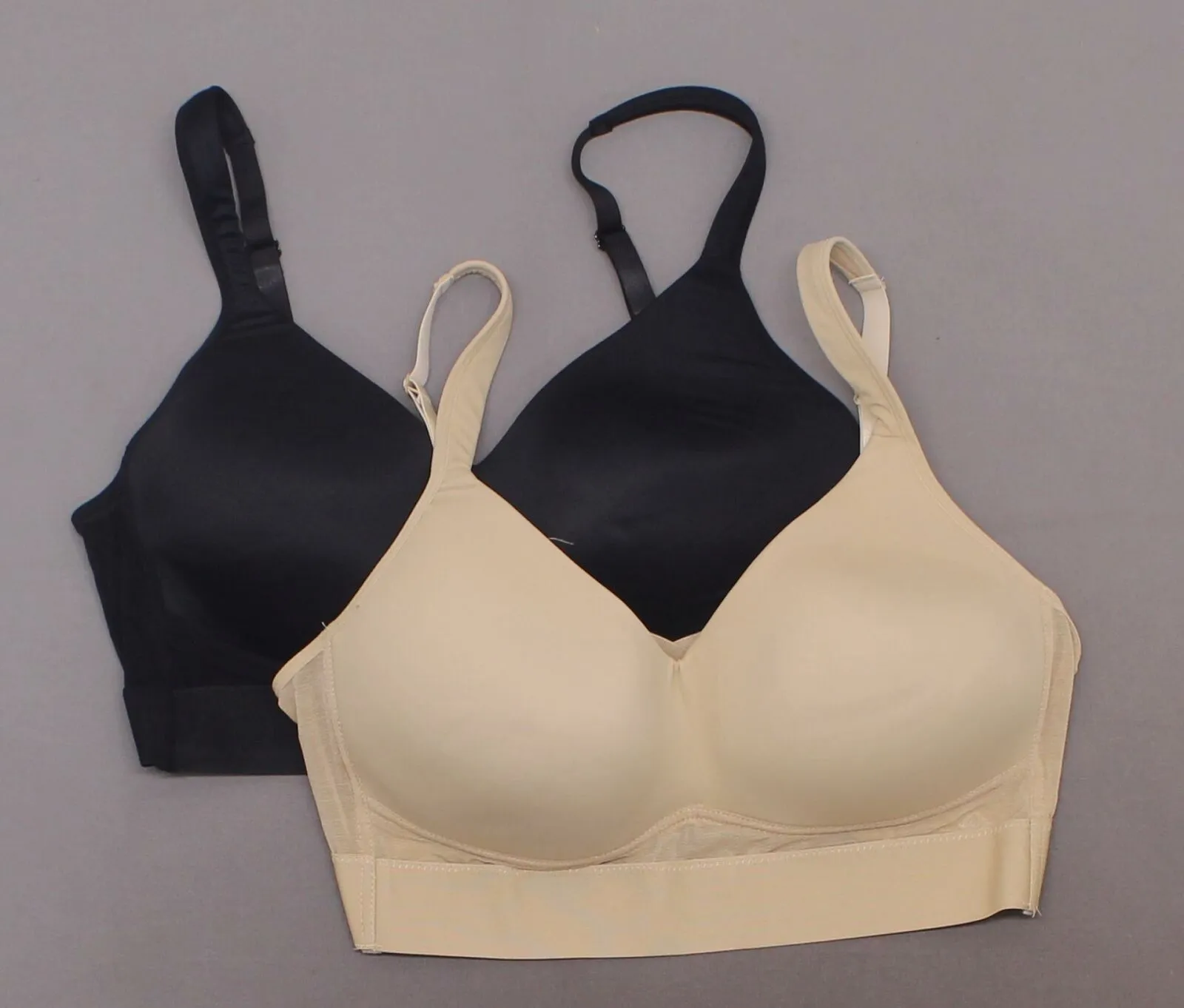 Rhonda Shear 2 Pack Mesh Back Detail Molded Cup Bras Nude/ Black XL