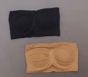 Rhonda Shear 2 Pack Underwire Bandeau Bras Black/ Caramel Small