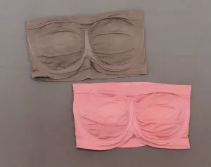 Rhonda Shear 2 Pack Underwire Bandeau Bras Removable Pads Mocha/Pink Plus 1X