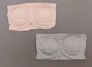 Rhonda Shear LOT OF 2 Underwire Bandeau Bras Removable Pads Gray/Blush Plus 2X