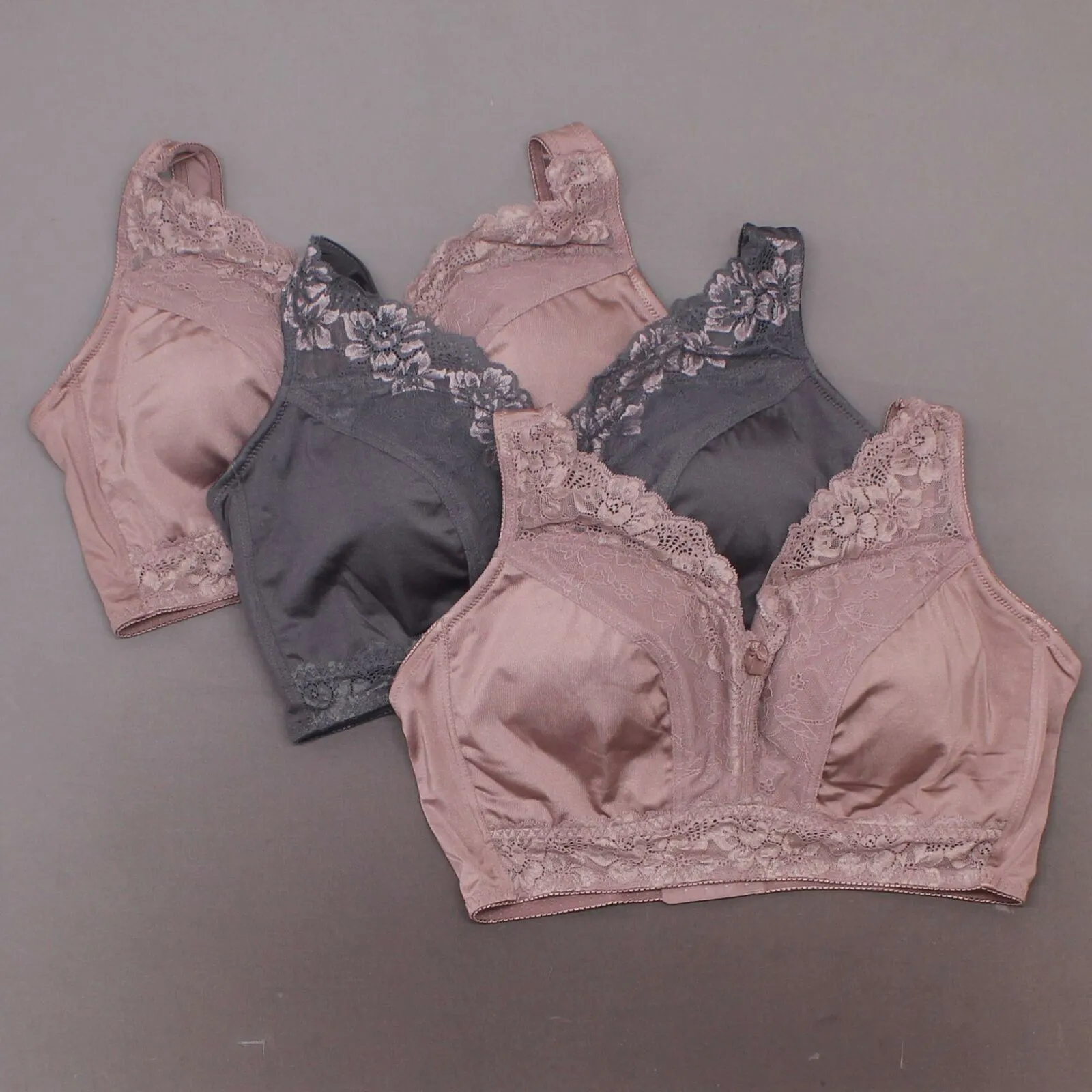 Rhonda Shear Plus Size 3 Pack Betty Pin Up Bras with Back Closure and Removable Pads