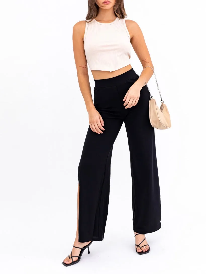Rib Open Back Tie Sleeveless Crop Top