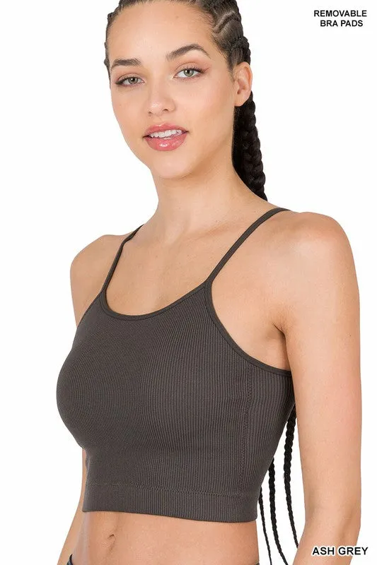 Ribbed Crop Cami w/ Removable Bra Pads
