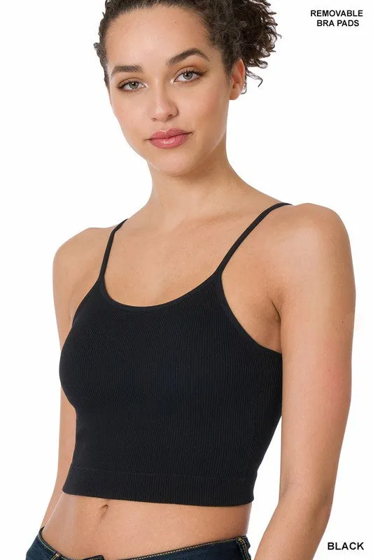 Ribbed Crop Cami w/ Removable Bra Pads