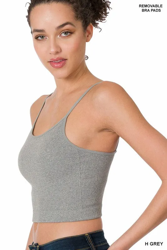 Ribbed Crop Cami w/ Removable Bra Pads