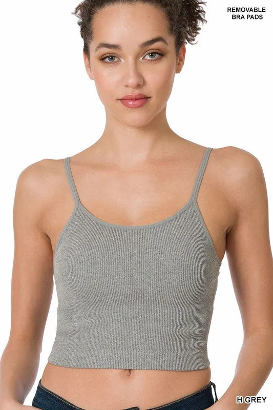 Ribbed Crop Cami w/ Removable Bra Pads