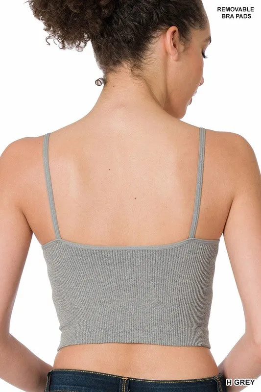 Ribbed Crop Cami w/ Removable Bra Pads