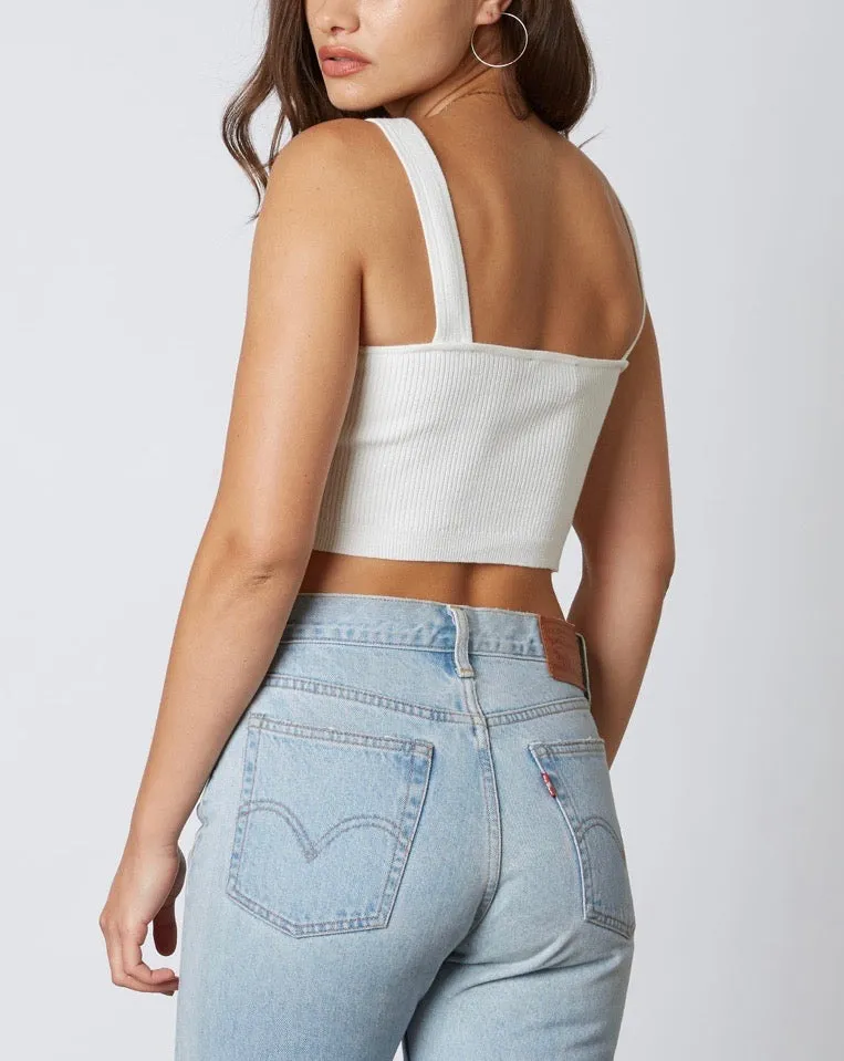 Ribbed Square Neck Knit Sleeveless Crop Top