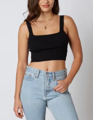 Ribbed Square Neck Knit Sleeveless Crop Top