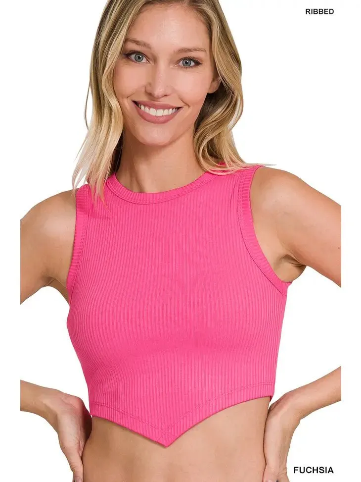 Ribbed V-Line Hem Tank