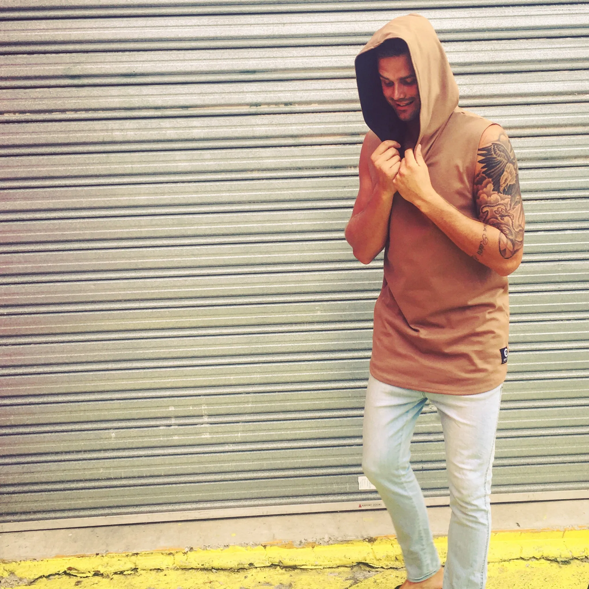 Riley Sleeveless Hoodie - Camel