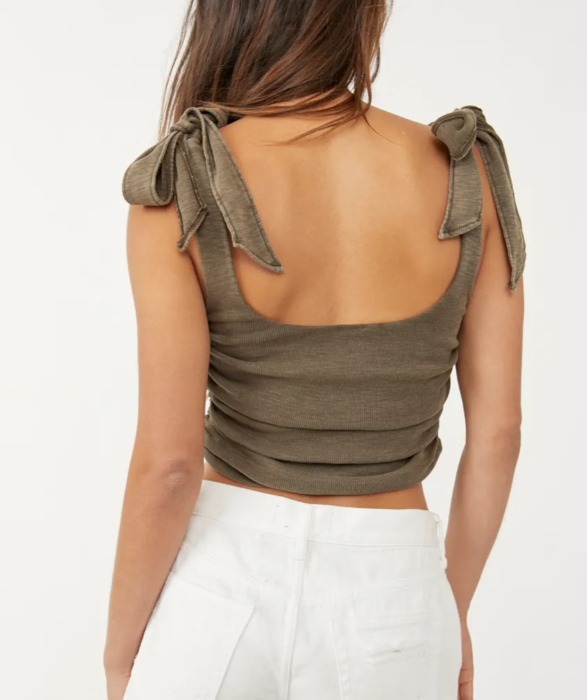 Ruched Tie Strap Tank Top