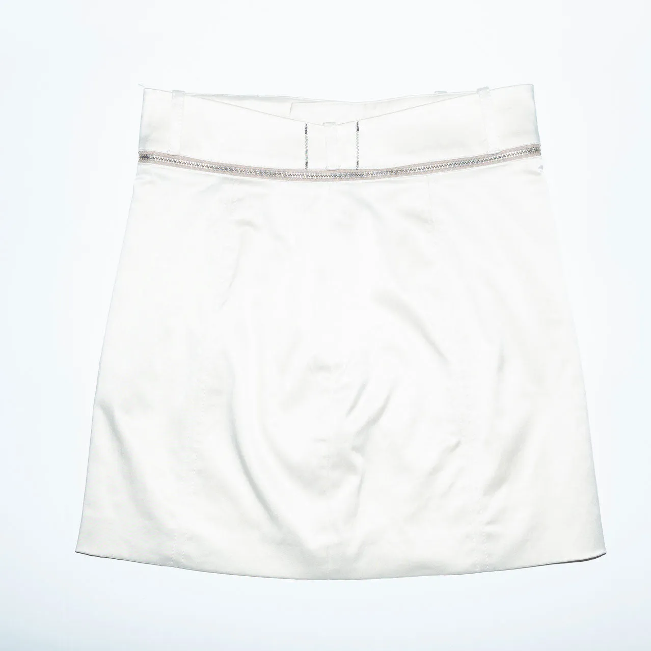 Runway Mini Skirt with Horizontal Waist Zippers in Champagne