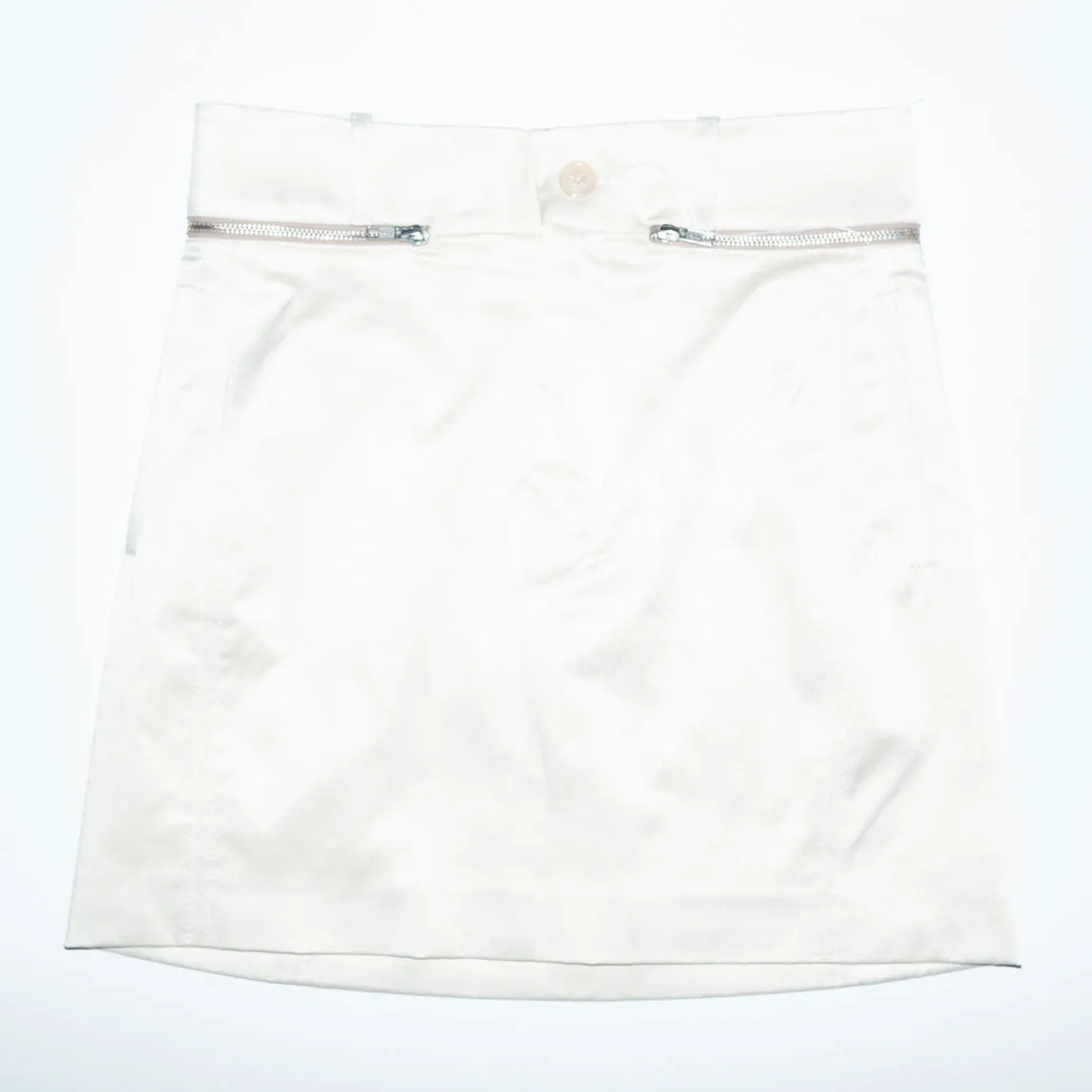 Runway Mini Skirt with Horizontal Waist Zippers in Champagne