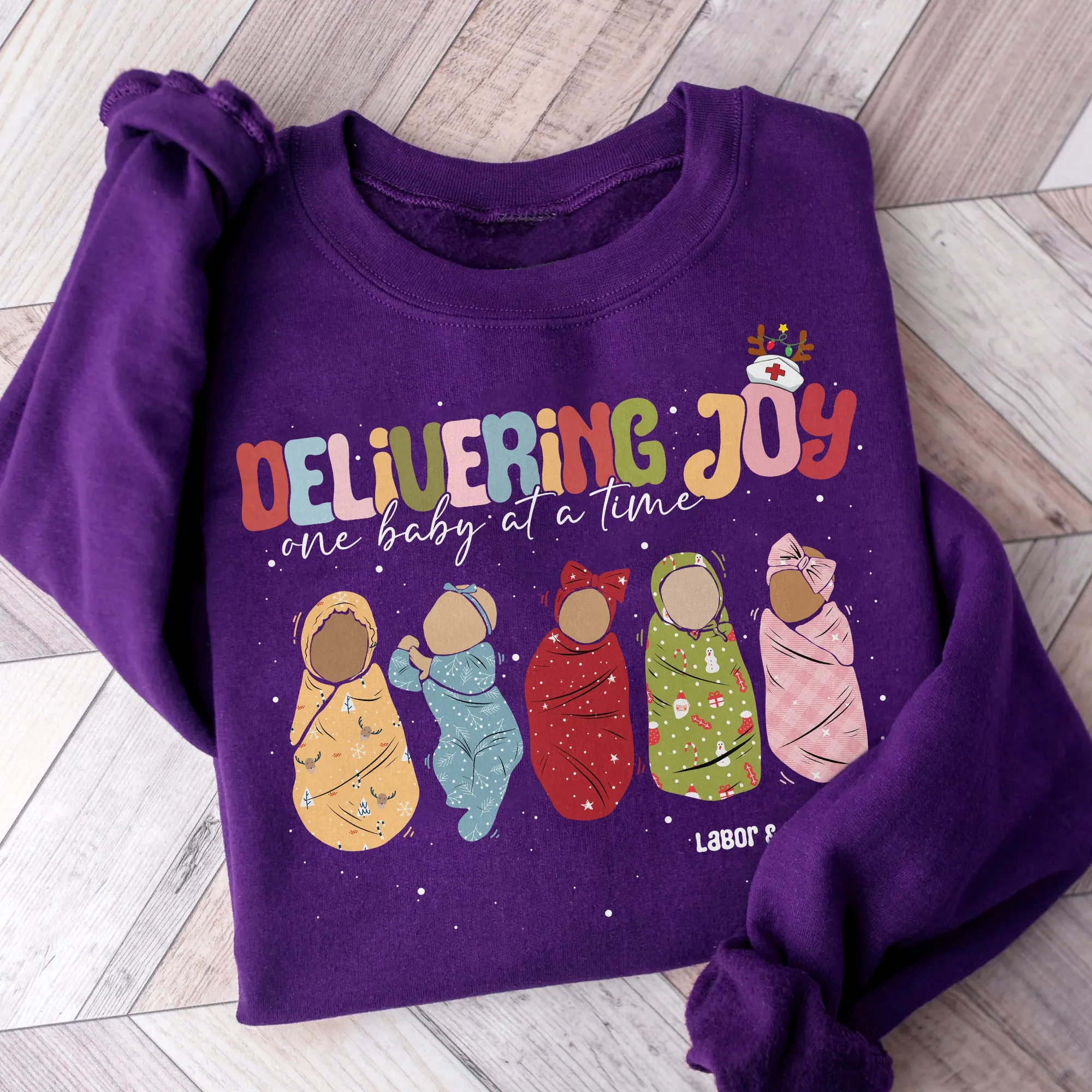 Sandjest Delivering Joy Labor and Delivery Christmas Shirt, L&d Nurse Christmas T-Shirt, Holiday Labor Nurse Gift, L&d Nurse Gift