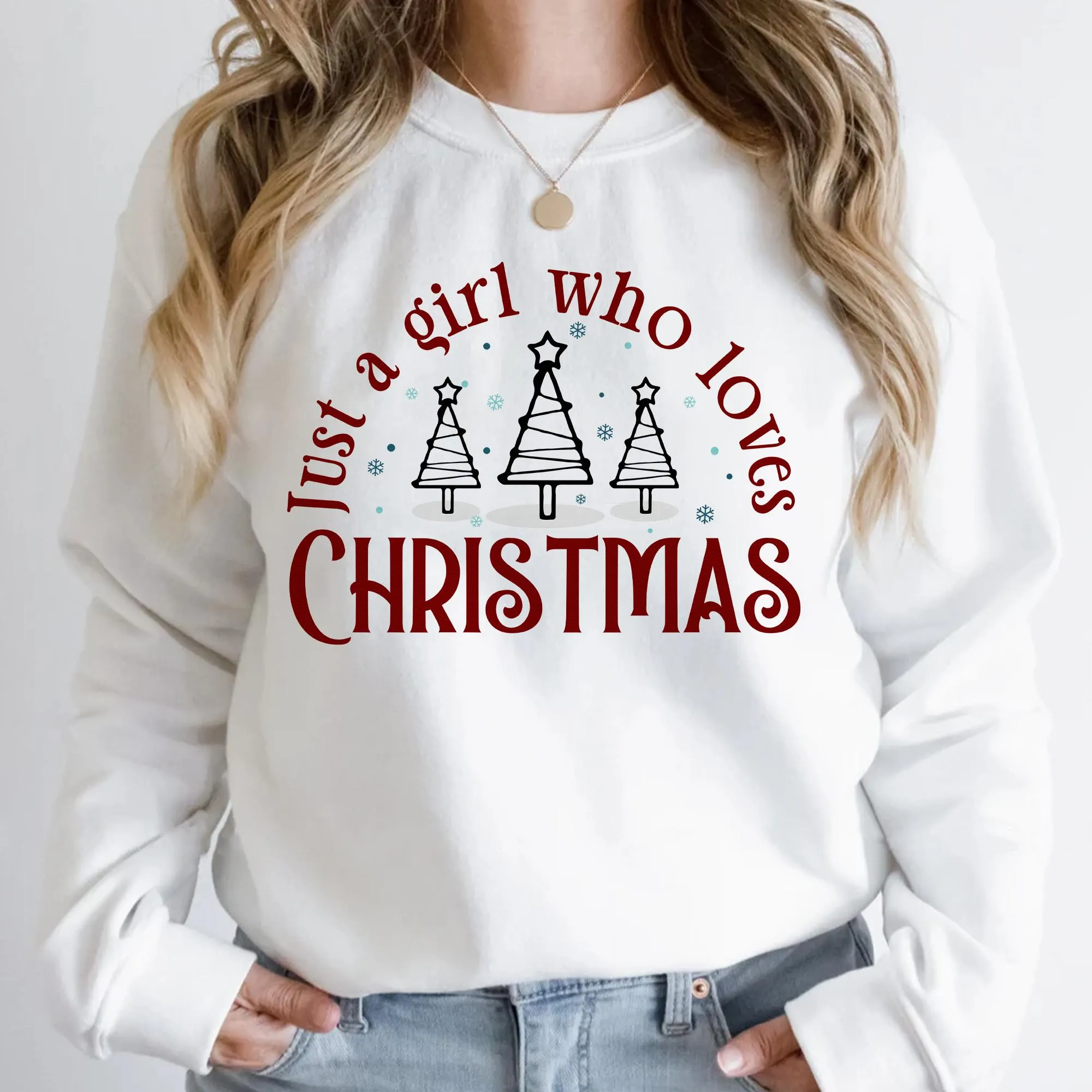 Sandjest Women's Christmas Shirt, Just A Girl Who Loves Christmas, Christmas Gift Shirt, Christmas Lover Shirt, Holiday Winter Shirt, Christmas Gift