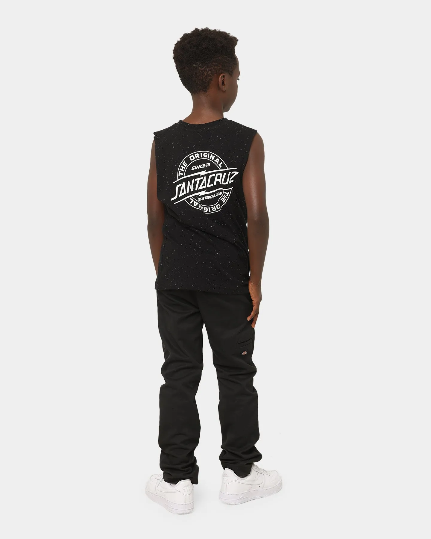 Santa Cruz Kids' Bolt Strip Muscle Singlet Speckle Black