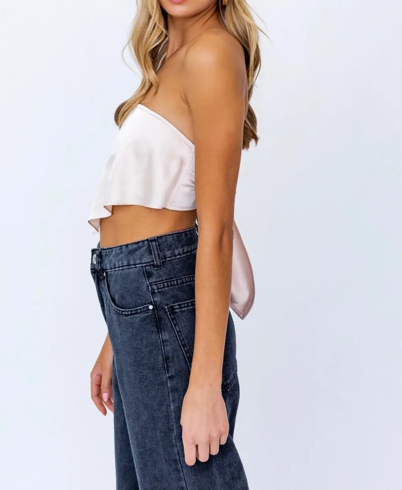 Satin Bandana Scarf Crop Top