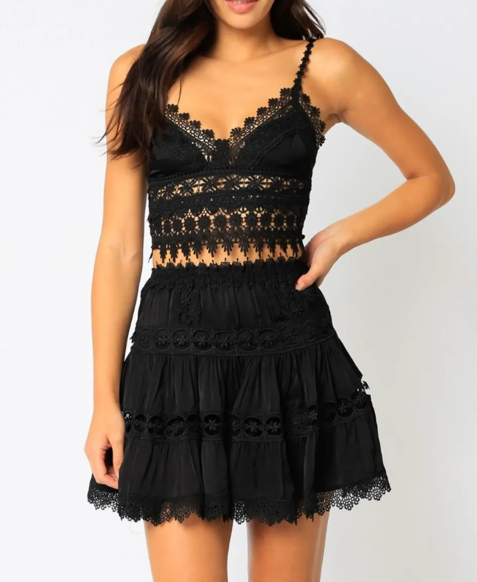 Satin Crochet Crop Top