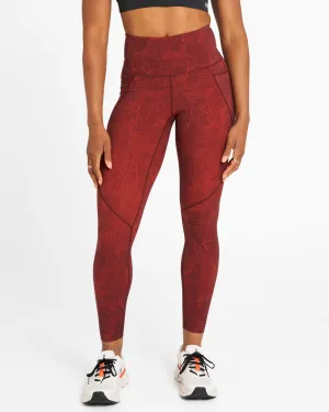 Sculpt High-Waisted Leggings Wave Print Dark Burgundy