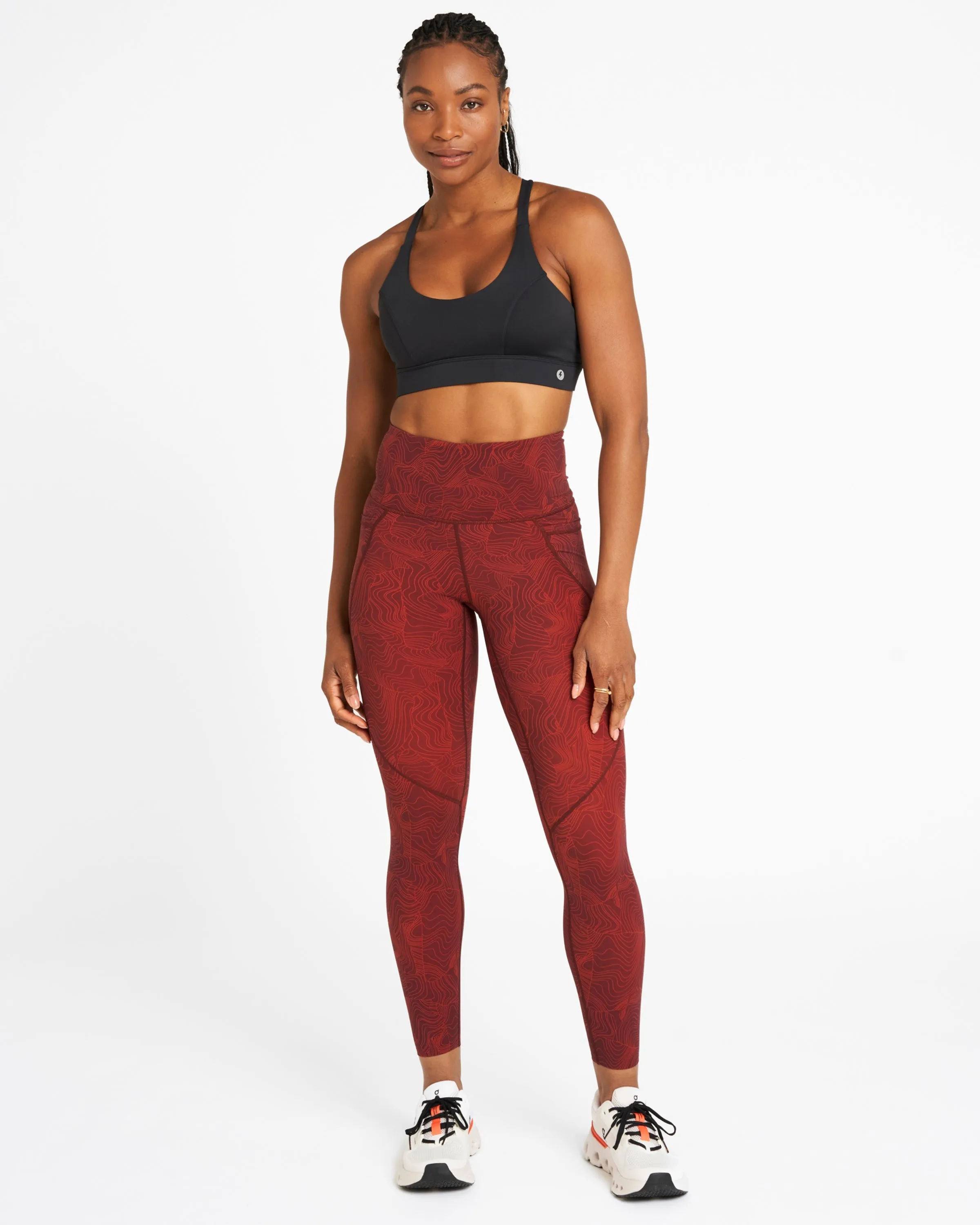 Sculpt High-Waisted Leggings Wave Print Dark Burgundy