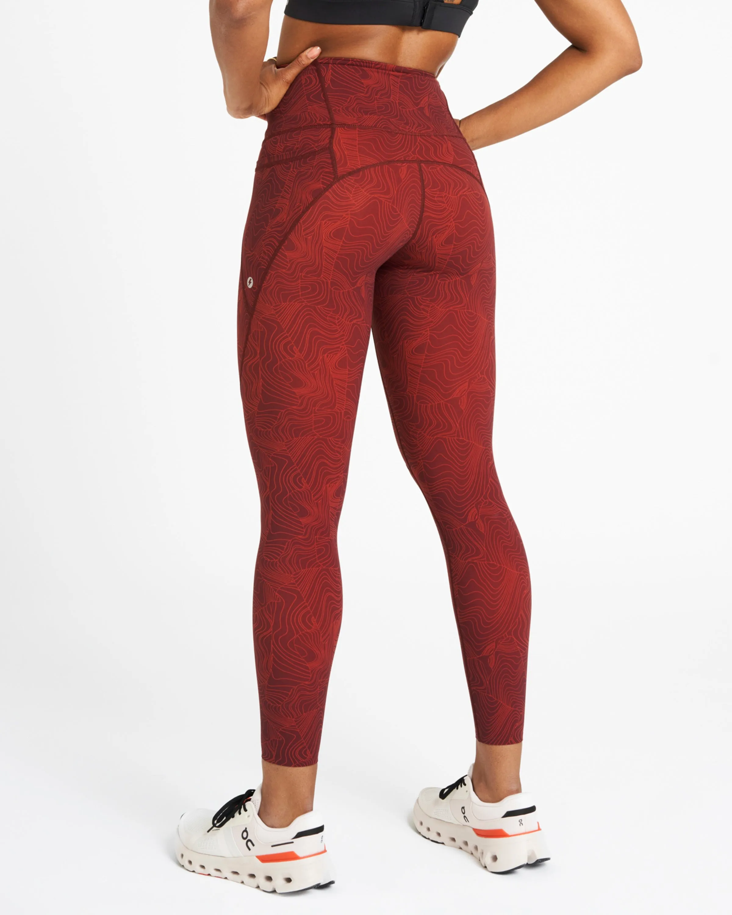Sculpt High-Waisted Leggings Wave Print Dark Burgundy