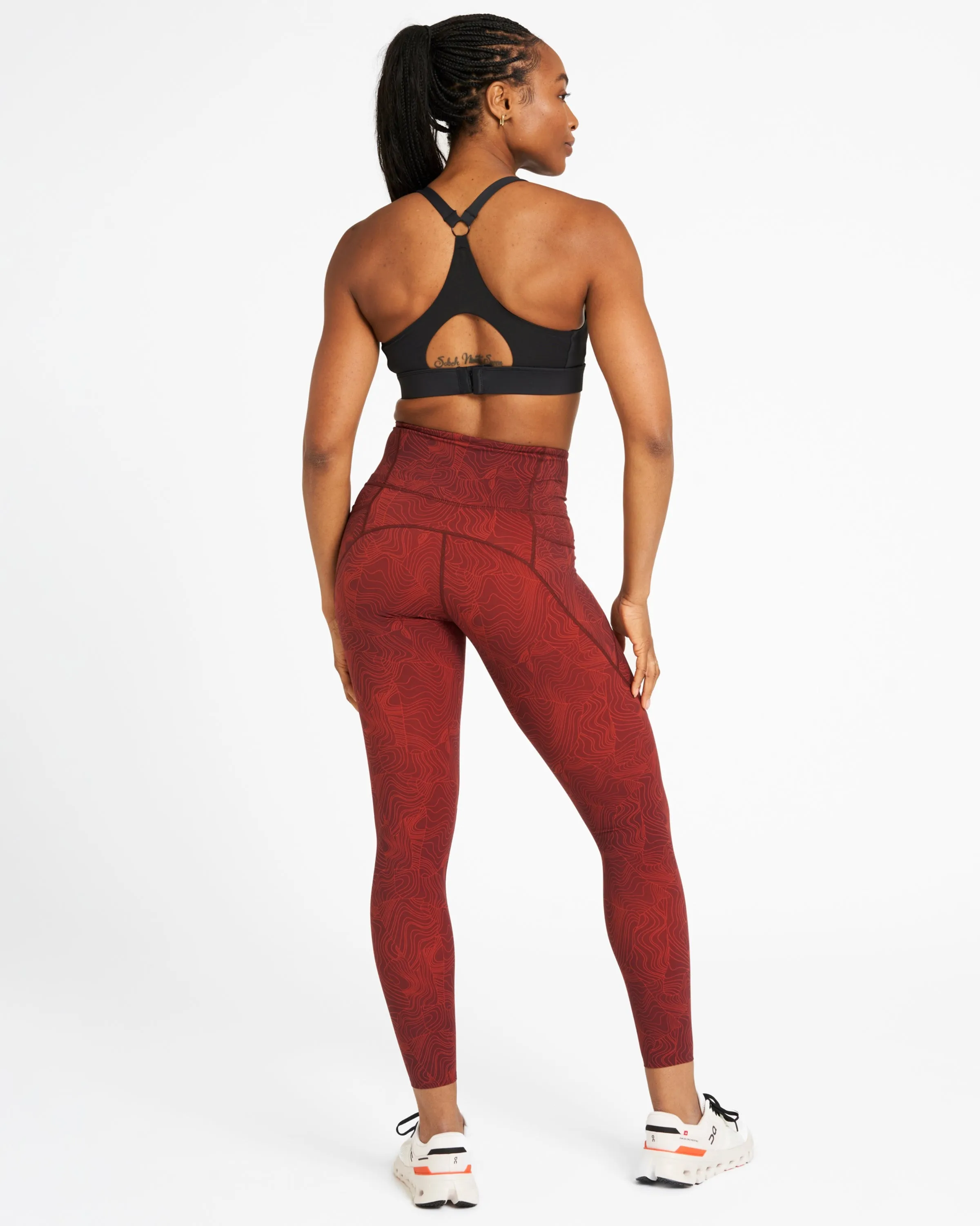 Sculpt High-Waisted Leggings Wave Print Dark Burgundy