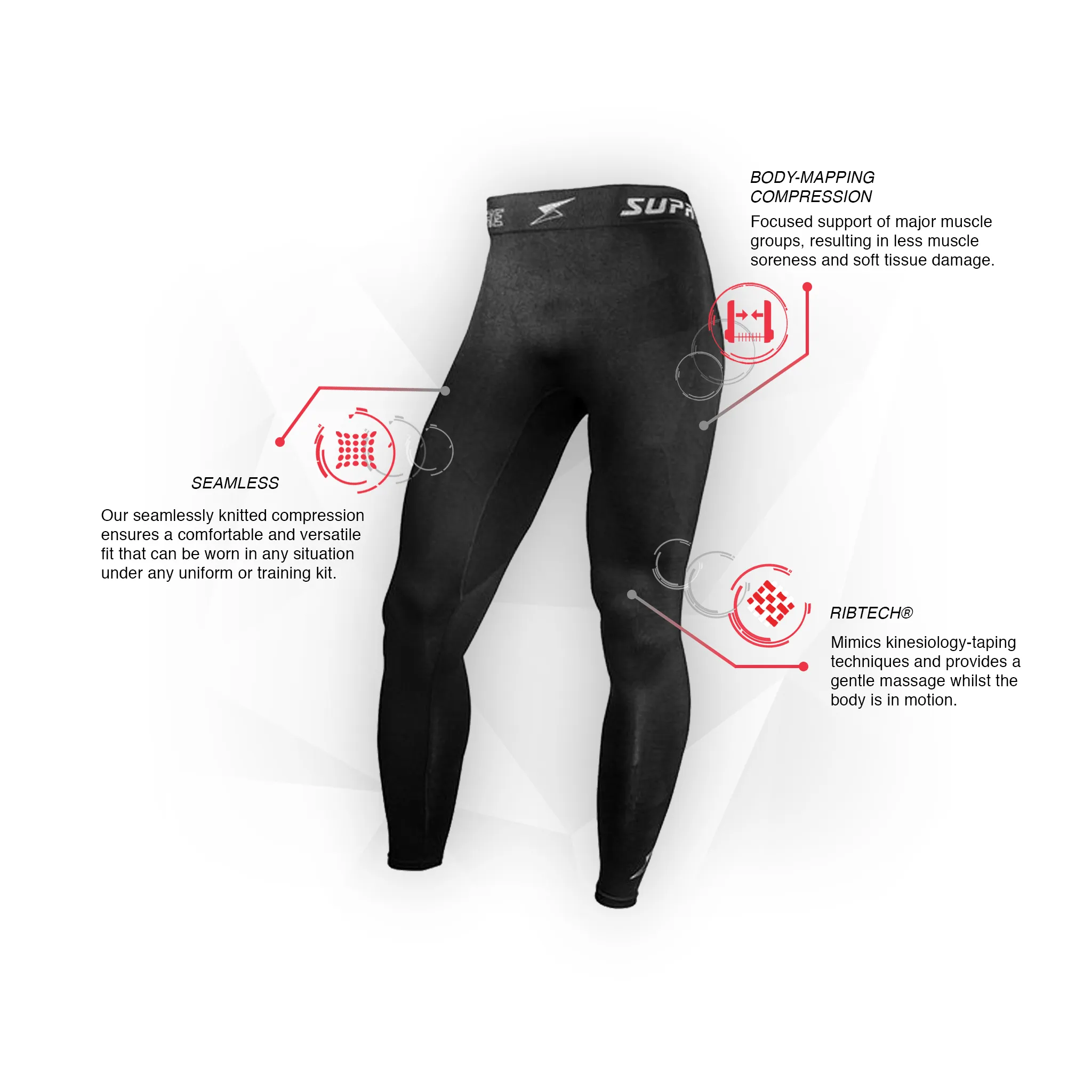 Seamless body Mapped Men's Recovery Compression Leggings