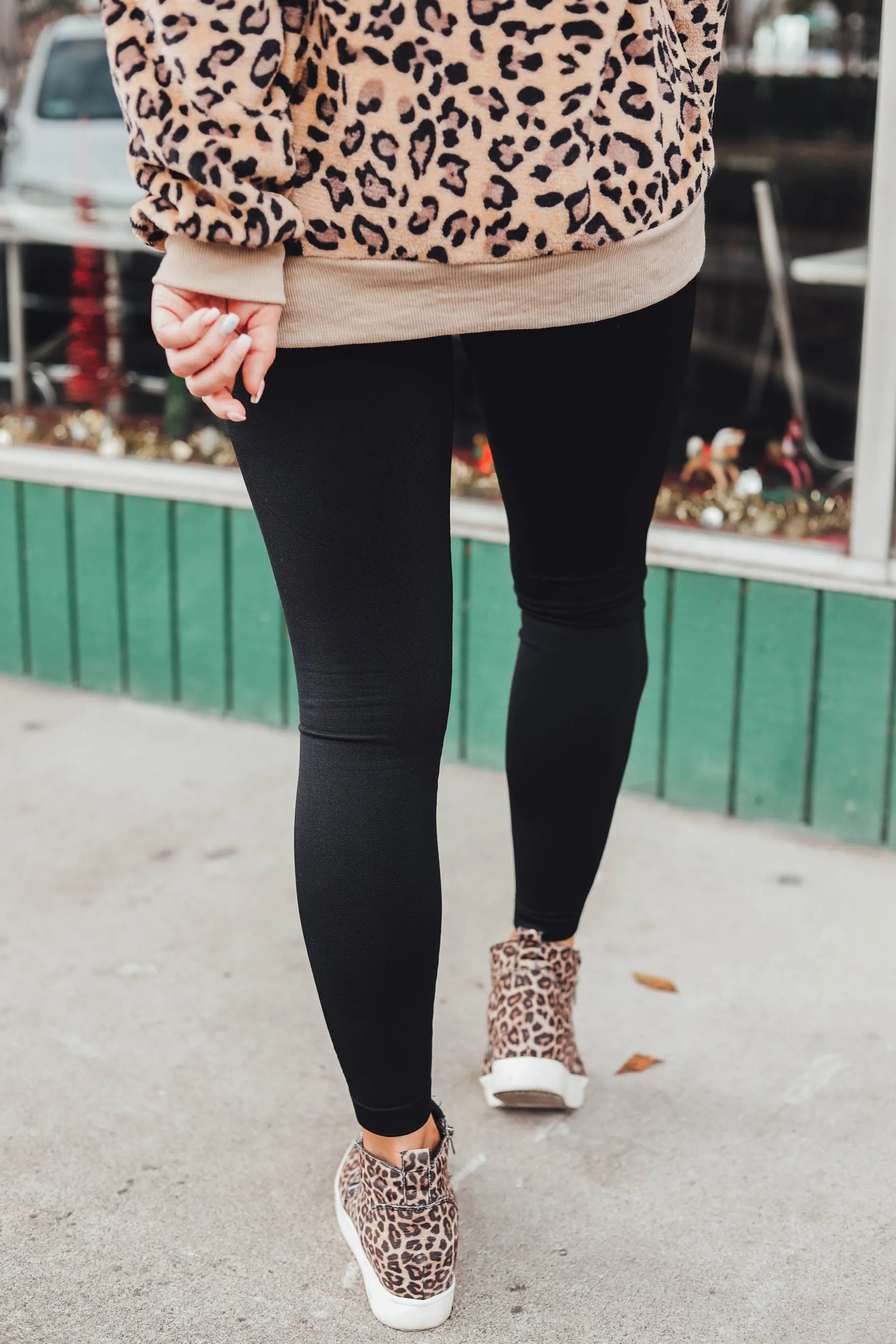 Seamless Textured Side Leggings - Black