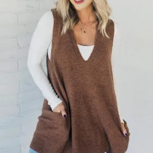 💕Seasonal Offer 49% OFF💕Women's Loose-Fit V-Neck Sweater Vest with Pockets
