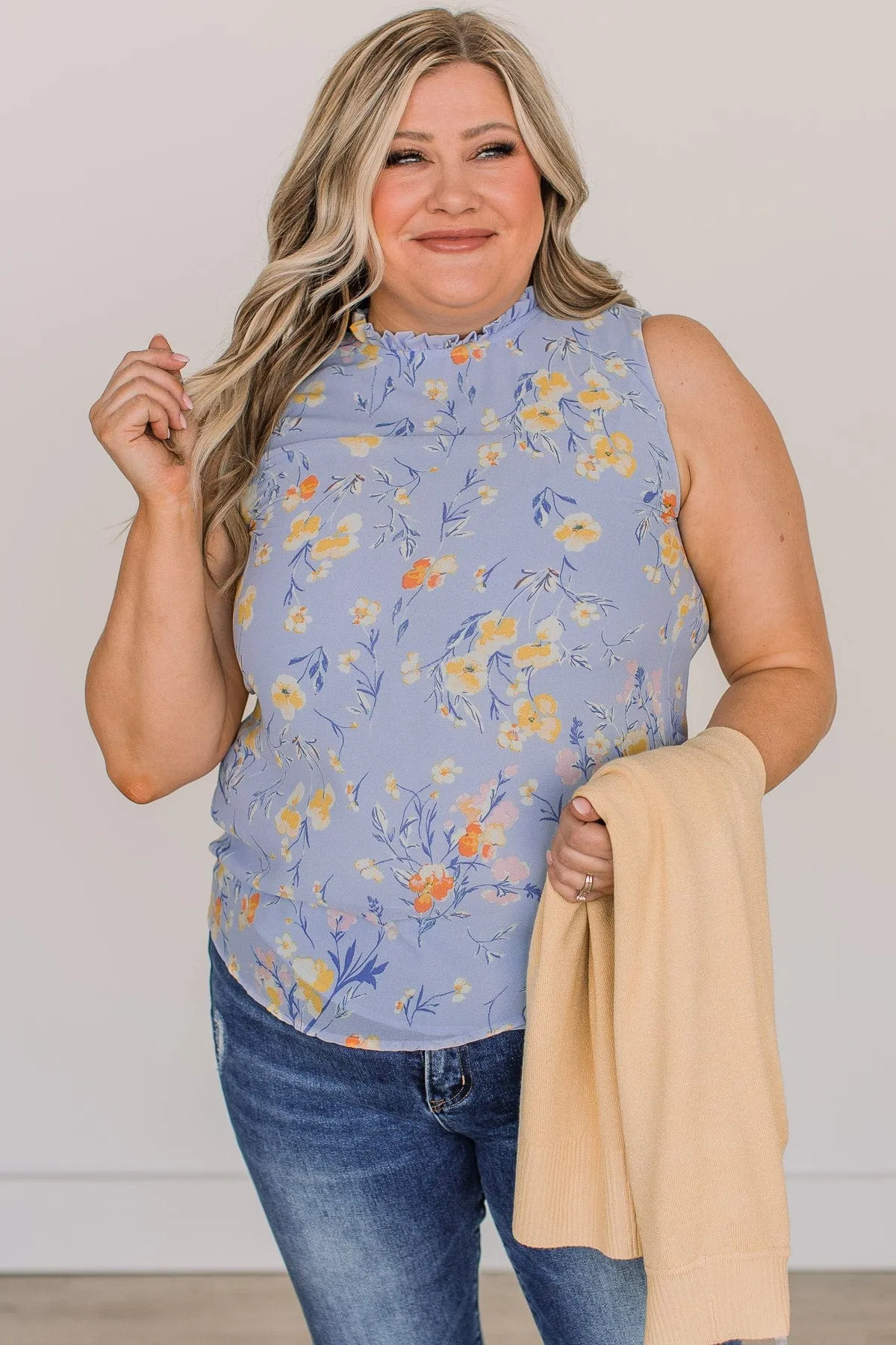 Seek You Out Floral Sleeveless Blouse- Blue