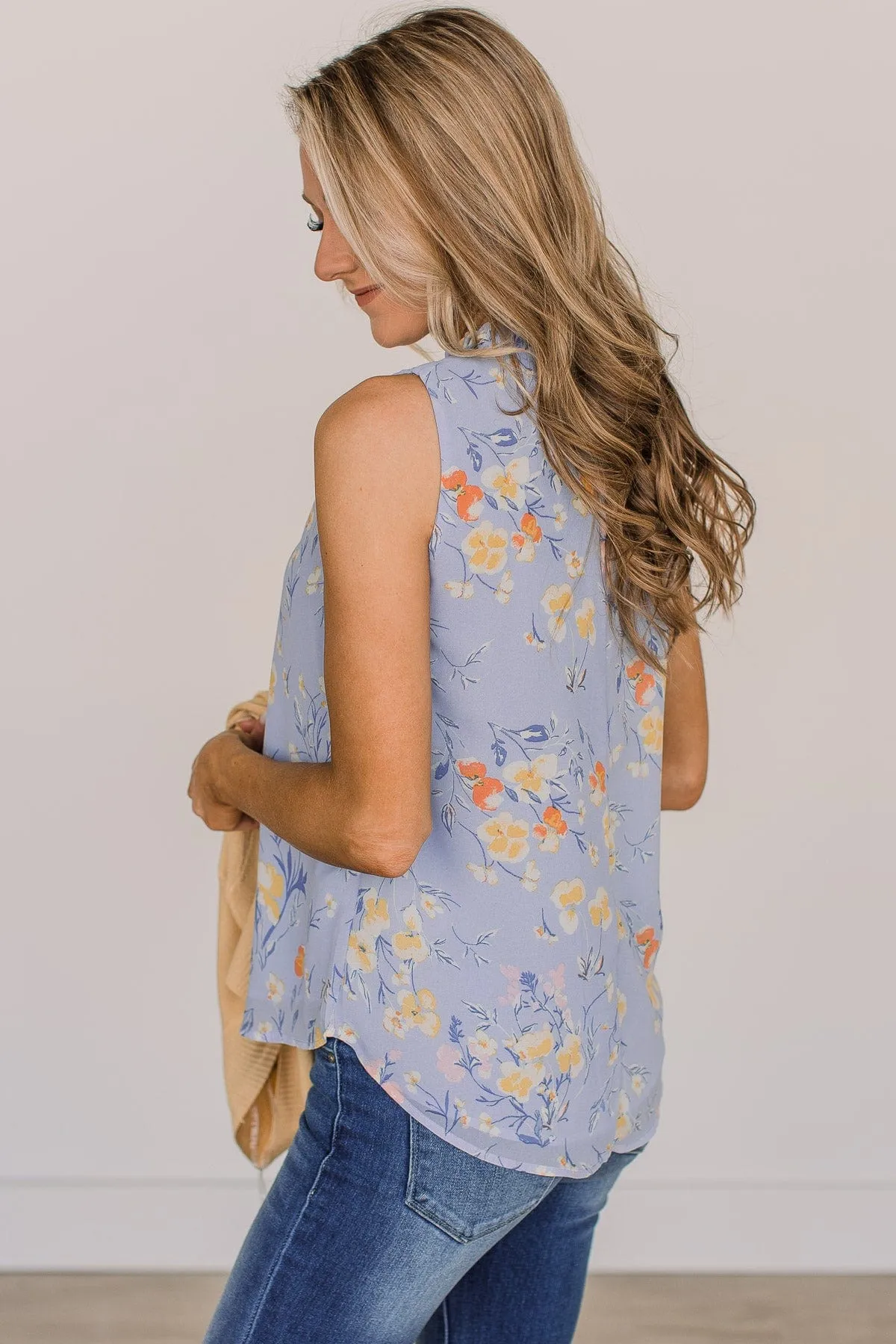 Seek You Out Floral Sleeveless Blouse- Blue