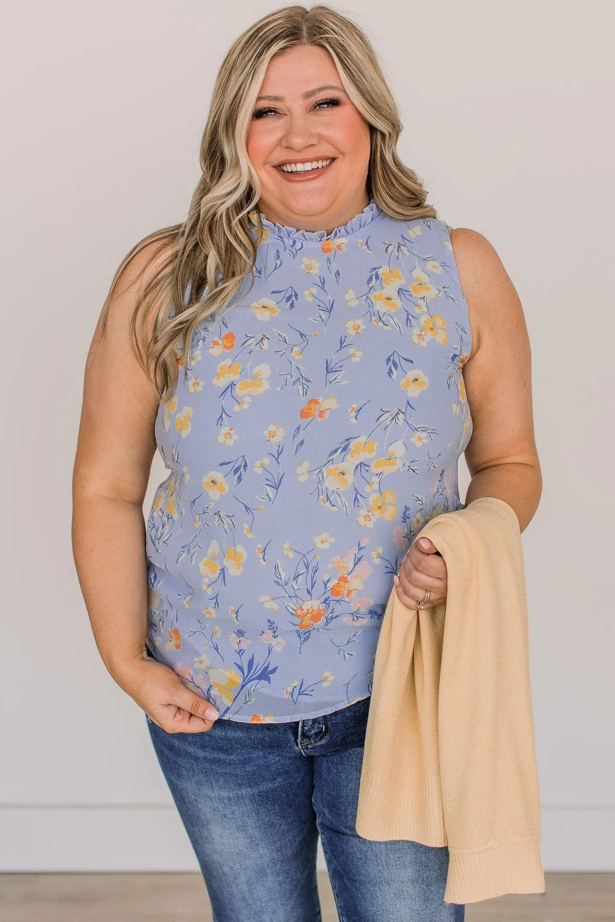 Seek You Out Floral Sleeveless Blouse- Blue