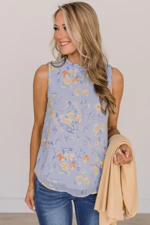Seek You Out Floral Sleeveless Blouse- Blue