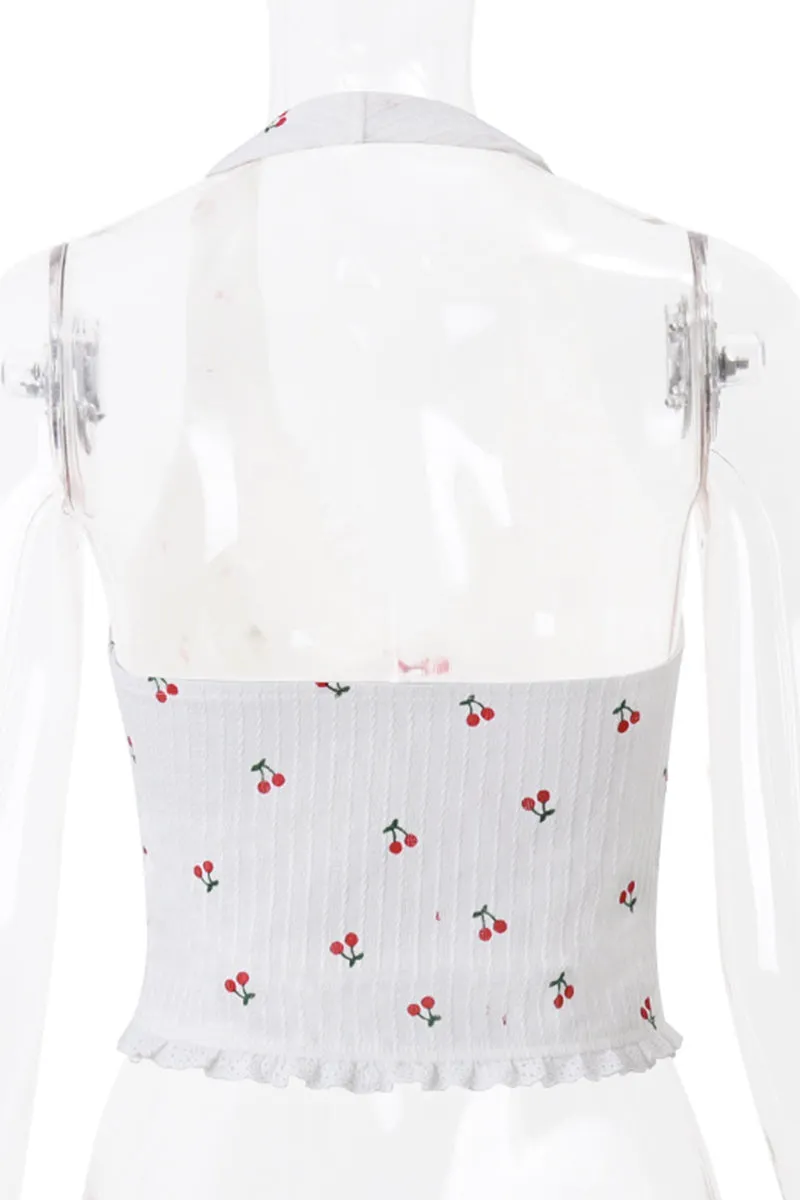 Sexy fruit Lace Backless Halter Tops